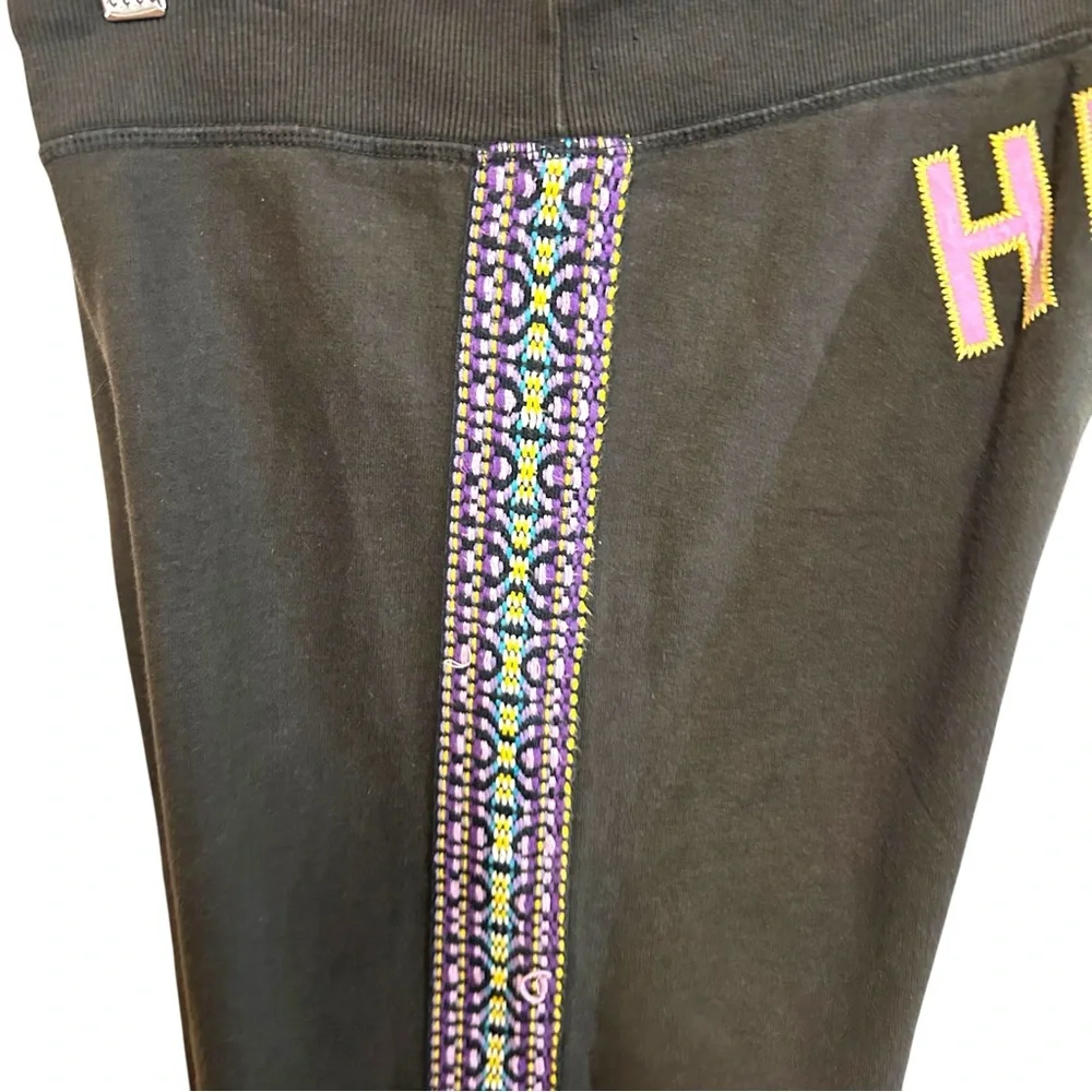 Lucky brand S-L sweatpants “hippie” butt embroidery side trim wide leg Y2K boho - Picture 5 of 16